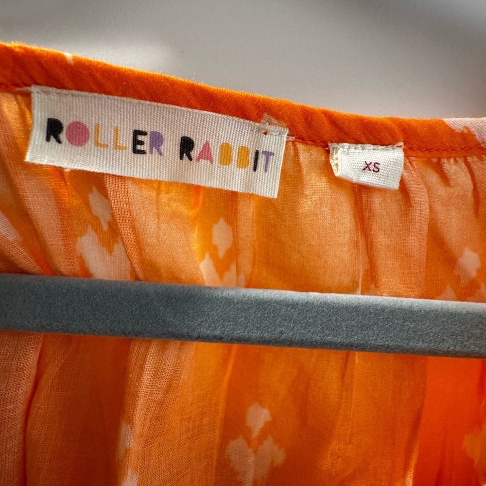 Roller Rabbit Orange Ruched 3/4 Sleeve Blouse - Picture 2 of 3